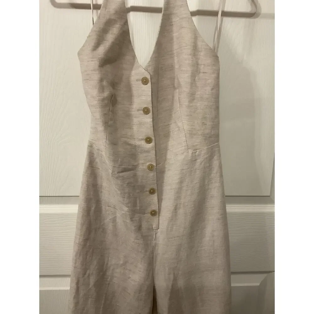 Aritzia Wilfred CruiseLinen Upscale Jumpsuit Natural Ecru Linen Lyocell, sz 4